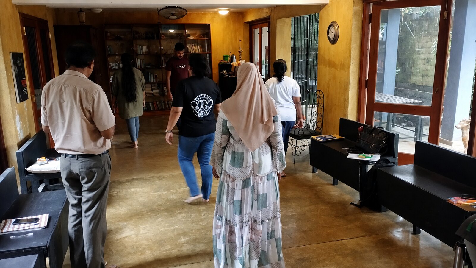 Participants exploring movement together during the practical session