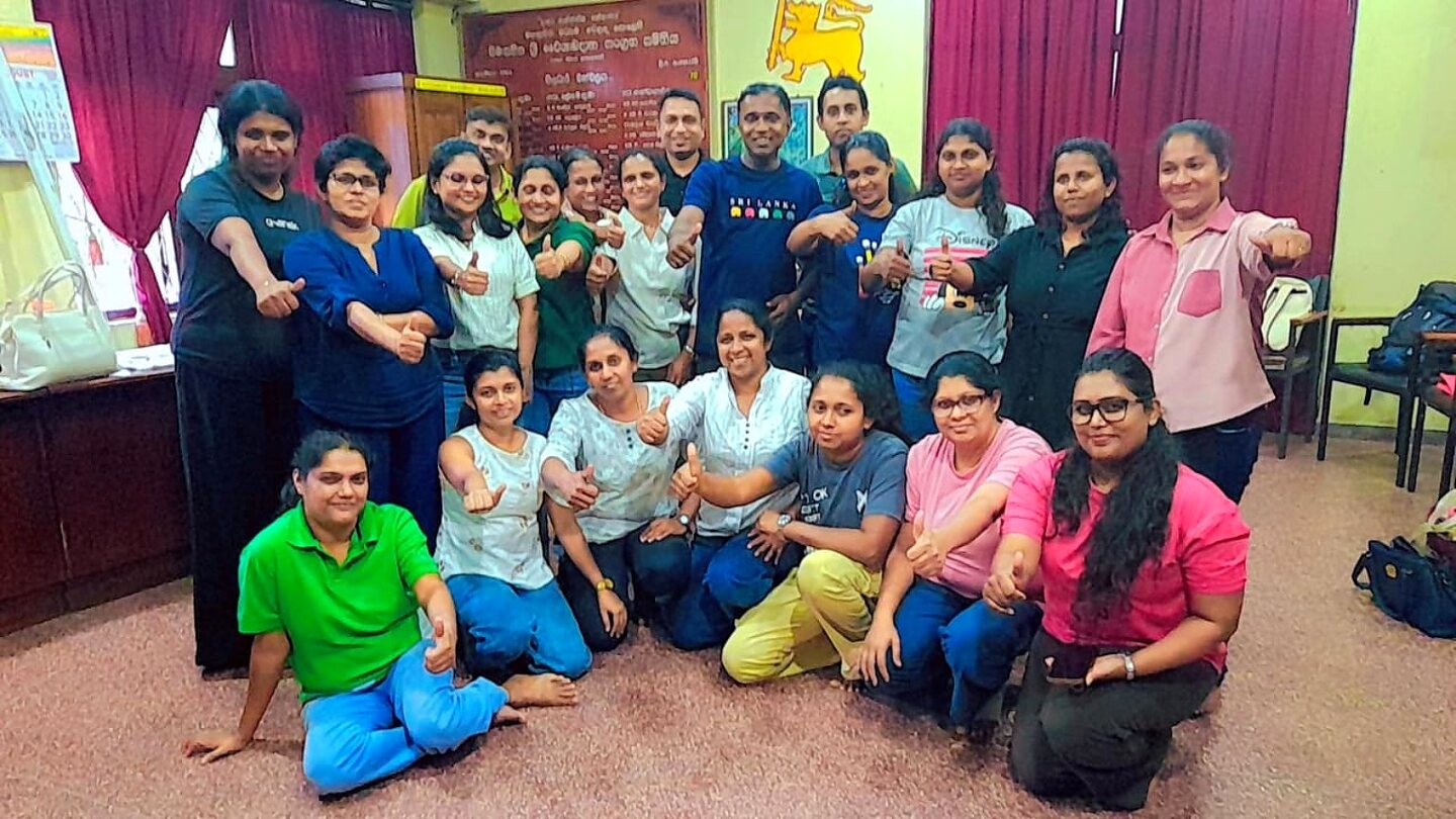 Participants and facilitator at the Kandy Play-Based Psychosocial Intervention practical session